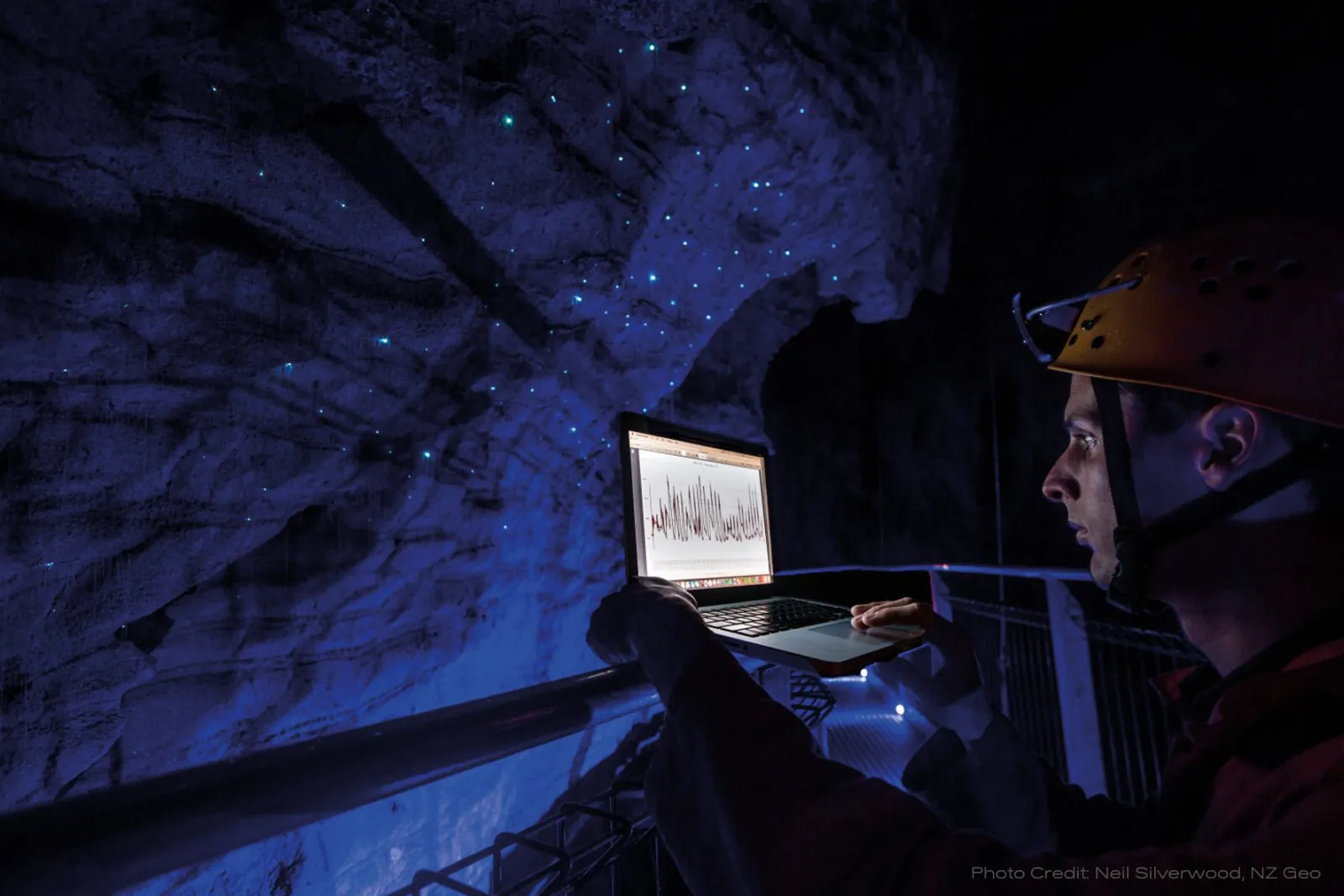 Cave monitoring equipment installed in a cave